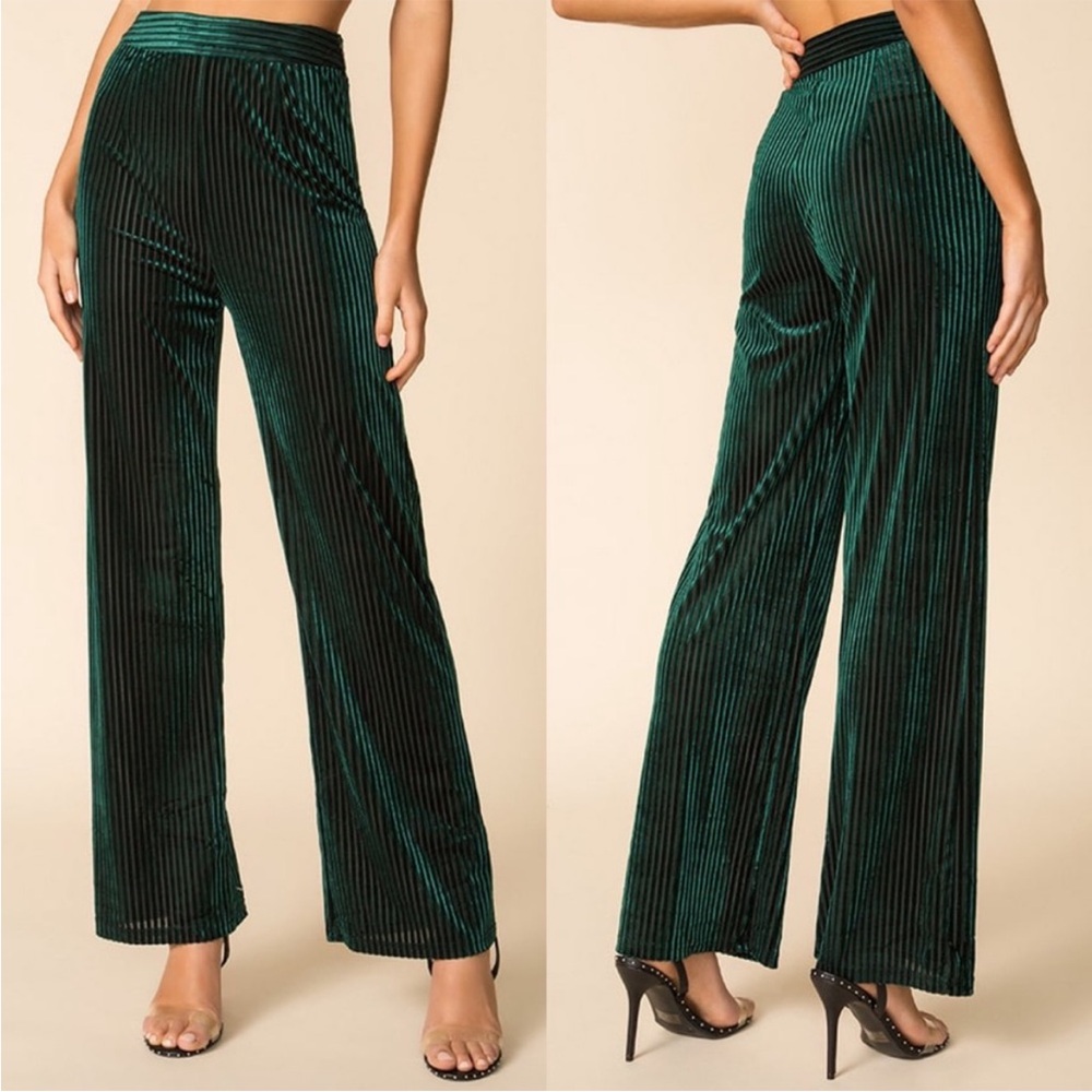 NWT Revolve Superdown Green alicia wide leg pant high rise Size XS